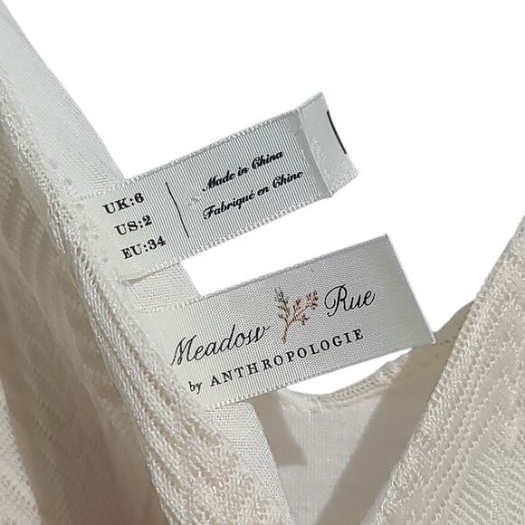 Anthropologie Meadow Rue Cream Prespa Pleated Shift Dress Size 2 - Picture 5 of 8
